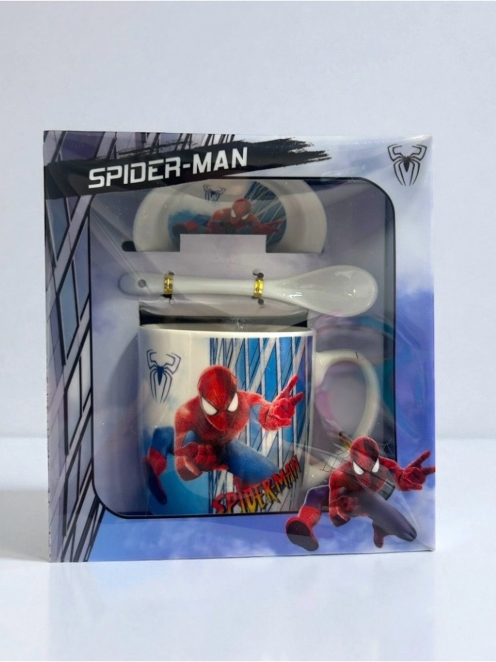 New in Box Spiderman Ceramic Mug Gift Set - Blue/Red